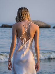 Mykonos Mini Strappy Backless Silk Dress - White