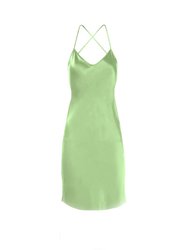 Mykonos Strappy Backless Silk Mini Dress - Avocado Green