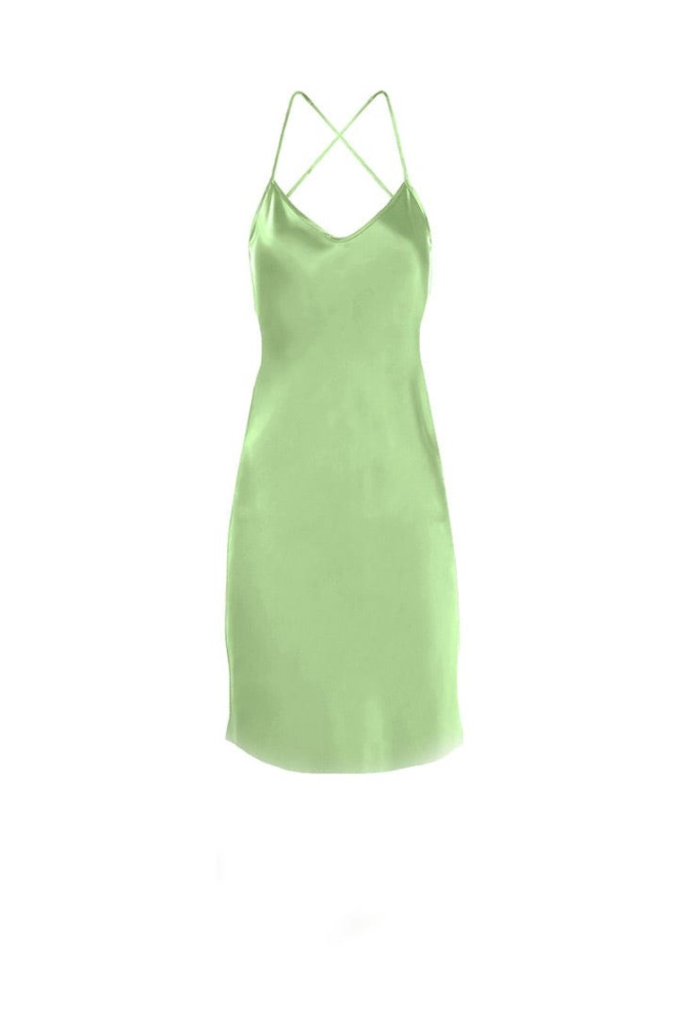 Mykonos Strappy Backless Silk Mini Dress - Avocado Green