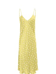 Short Silk Slip Dress Sunshine Yellow Dots Dress