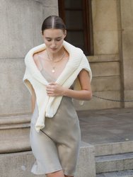 Short V Silk Dress Taupe