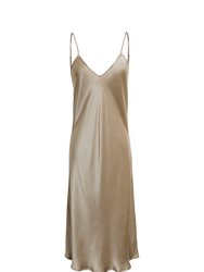 Short V Silk Dress Taupe