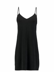 Short V Silk Dress - Black