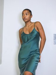 Short V Silk Slip Dress