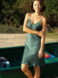 Short V Silk Slip Dress