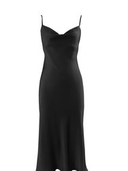 Silhouette Silk Cowl Slip Dress Classic Black - Classic Black