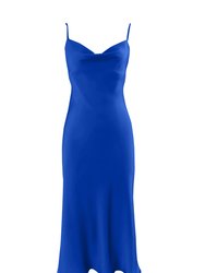 Silhouette Silk Cowl Slip Dress - Cobalt Blue