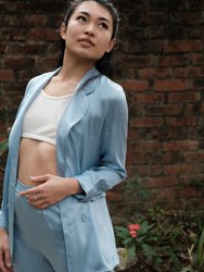 Ultra Light Weight Silk Blazer - Forget Me Not Blue