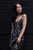 V Silk Slip Dress Length Floral Dress - Black