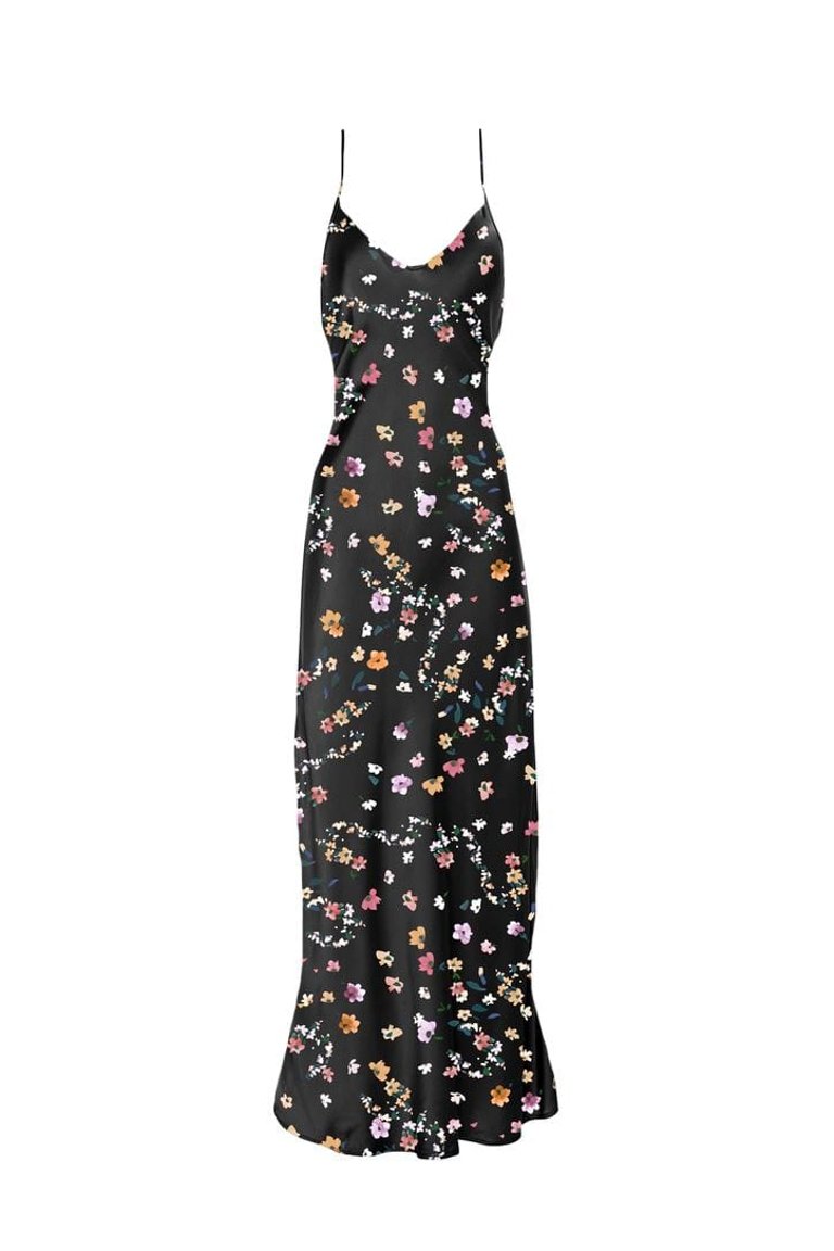 V Silk Slip Dress Length Floral Dress