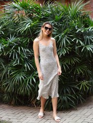 V Silk Slip Dress Length Polka Dot Print