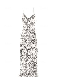 V Silk Slip Dress Length Polka Dot Print