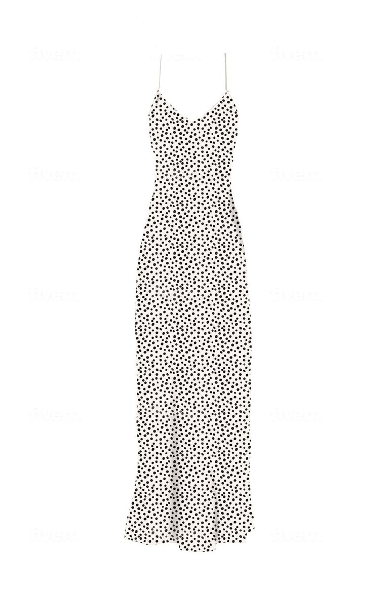 V Silk Slip Dress Length Polka Dot Print