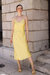 V Silk Slip Dress Length Sunshine Dot Print