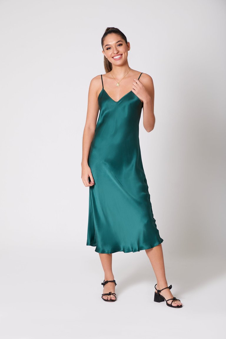 V Silk Slip Dress