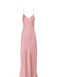 V Silk Slip Dress - Barely Pink