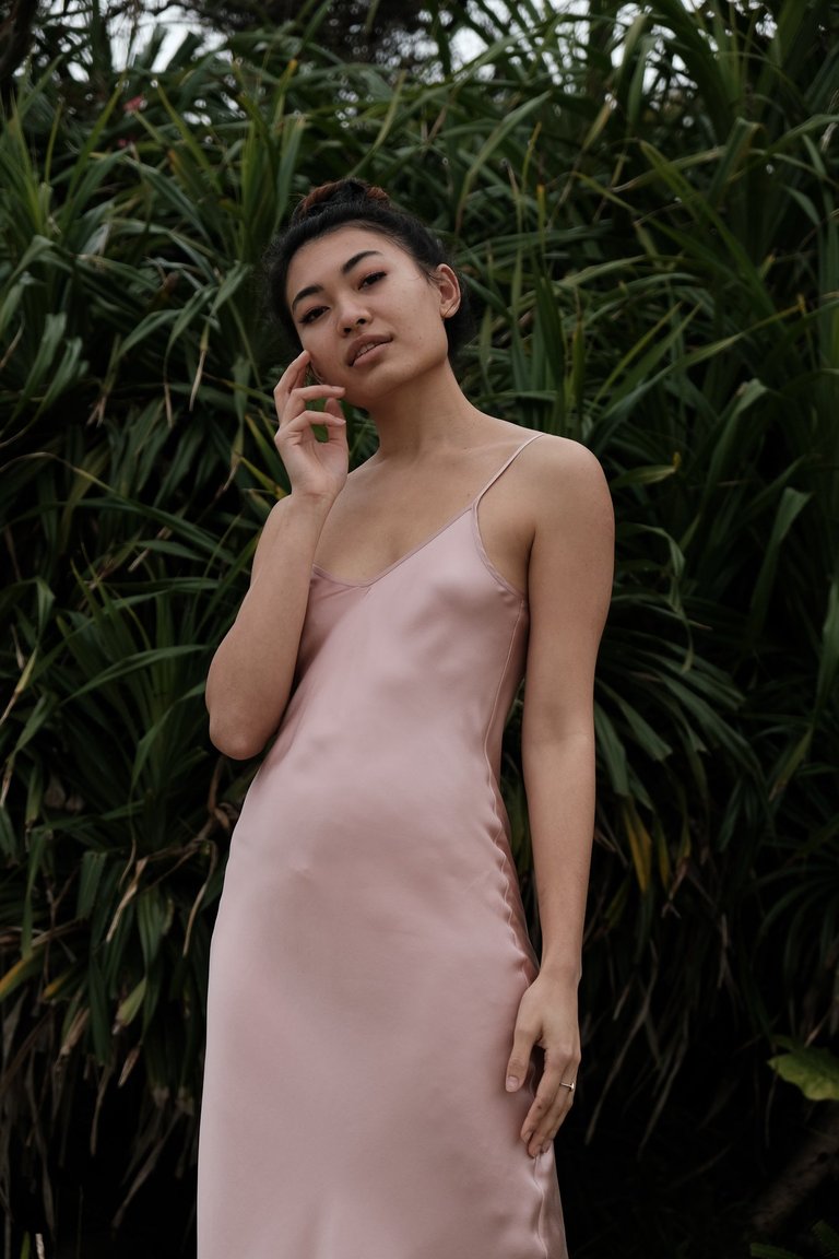 V Silk Slip Dress