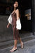 V Silk Slip Dress - Coffee Date Brown