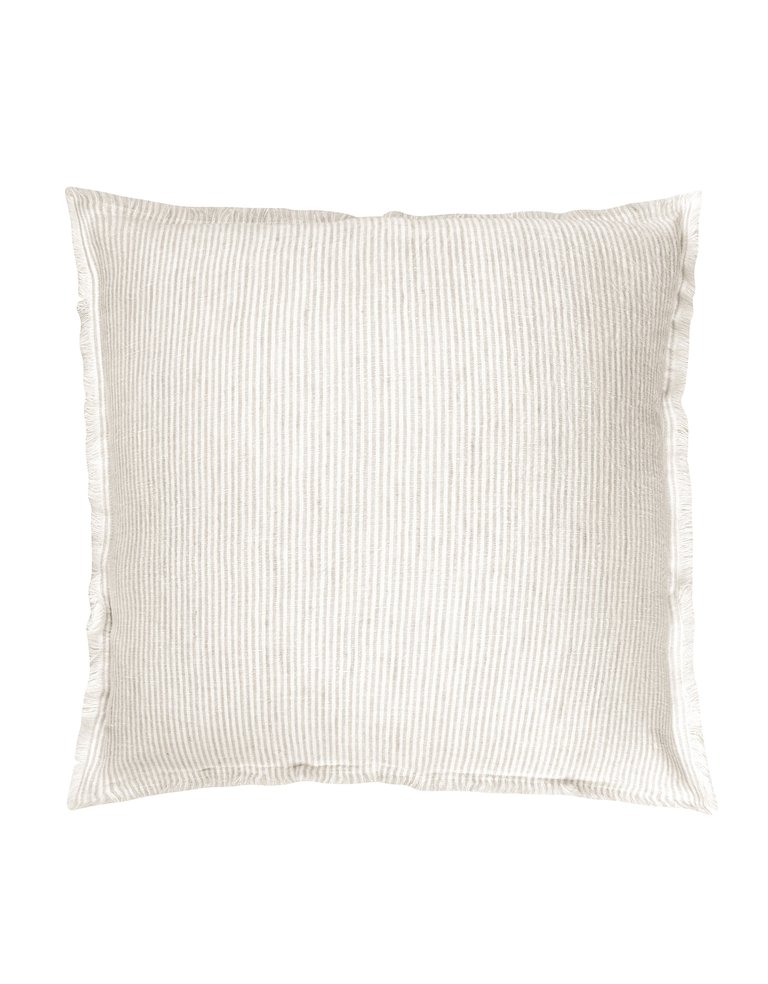 Beige Pinstripe So Soft Linen Pillow - Natural Beige & White Pinstripe