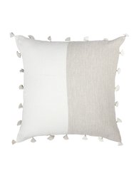 Beige Tassels So Soft Linen Pillow - Natural Beige & White