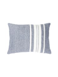 Chambray Blue Bold Stripe Linen Pillow - Chambray Blue