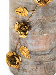 Gold Floral Wood Table Lamp