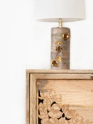 Gold Floral Wood Table Lamp
