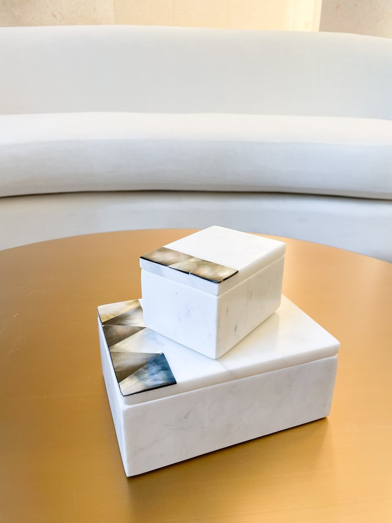 Grey Mother Of Pearl White Marble Decor Boxes