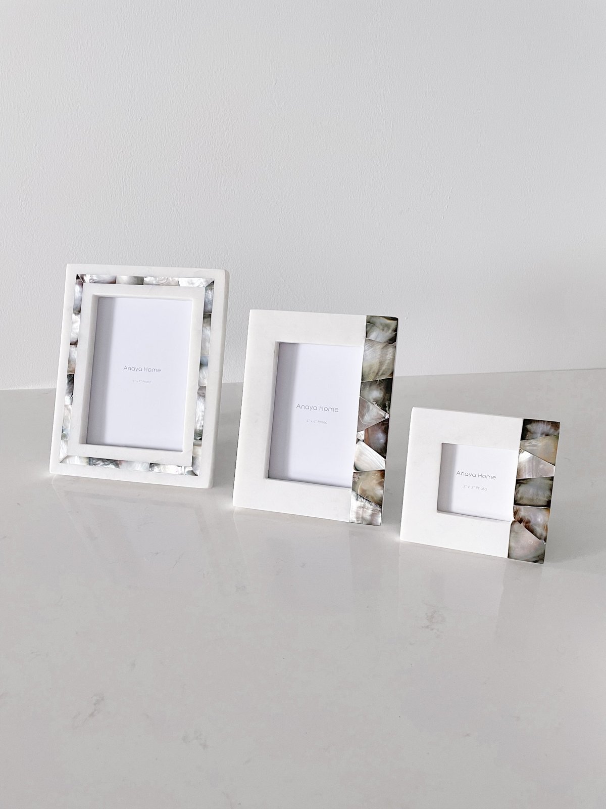 White Mother of Pearl White Marble Picture Frame, 4x6 - Anaya