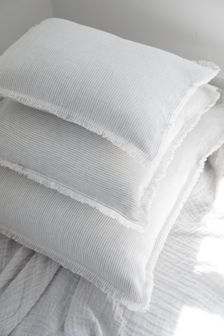 Grey Pinstripe So Soft Linen Pillow