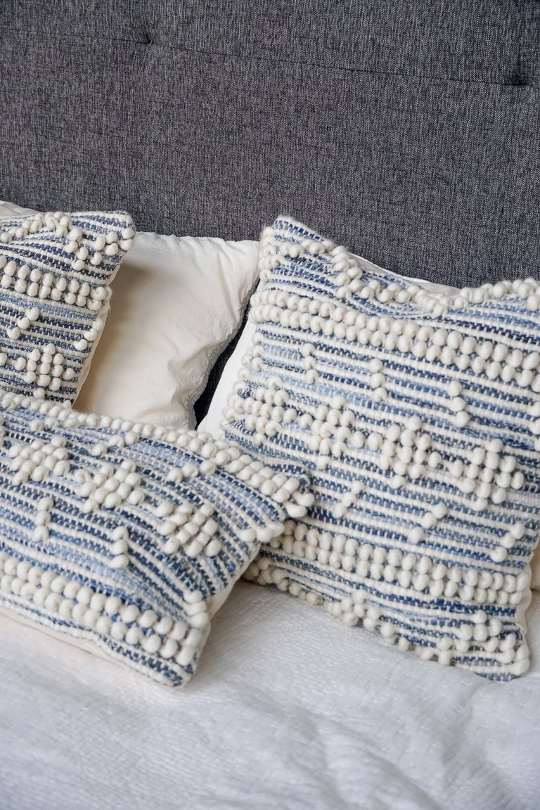 Handwoven Recycled Denim Pillow 14" x 40"