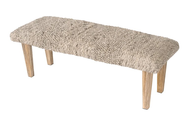 Handwoven Textured Taupe Bench - Taupe