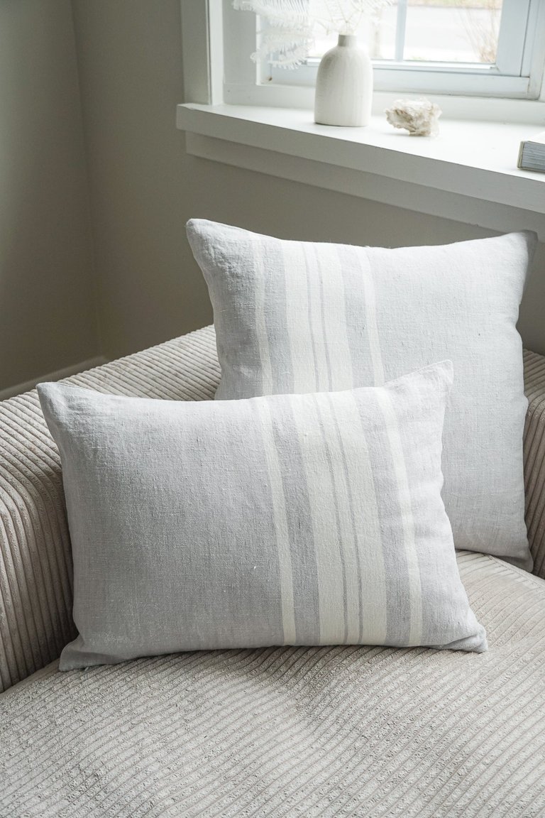 Light Grey Bold Stripes So Soft Linen Pillow