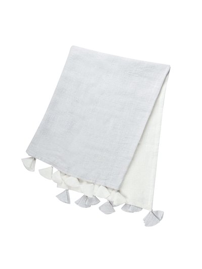 Anaya Home Light Grey Colorblocked Linen Blanket With Tassels product