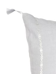 Light Grey & White Embr Stripes So Soft Linen Pillow