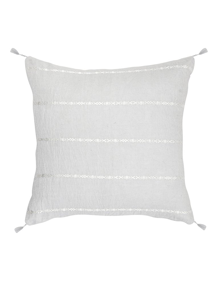 Light Grey & White Embr Stripes So Soft Linen Pillow - Light Grey & White