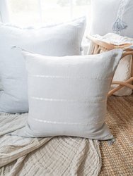 Light Grey & White Embr Stripes So Soft Linen Pillow