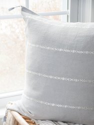 Light Grey & White Embr Stripes So Soft Linen Pillow