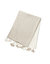 Natural Beige Colorblocked Linen Blanket With Tassels - Natural Beige