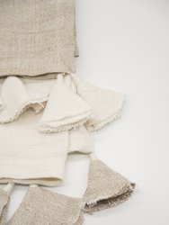 Natural Beige Colorblocked Linen Blanket With Tassels