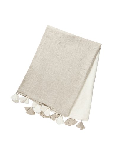 Anaya Home Natural Beige Colorblocked Linen Blanket With Tassels product