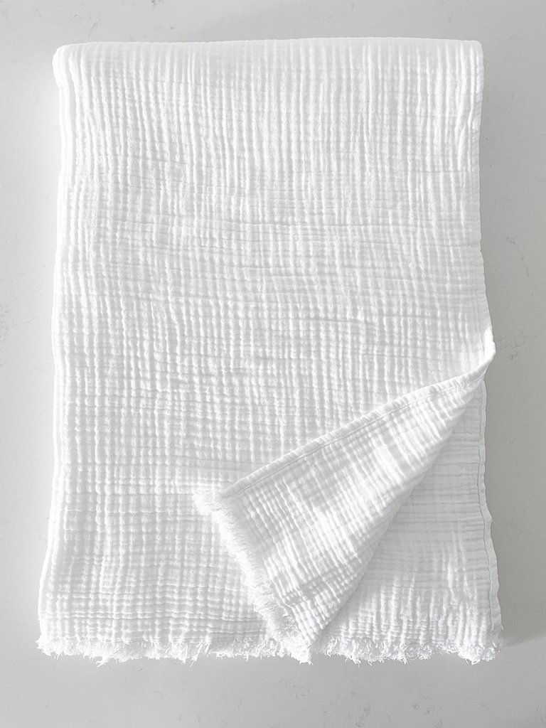 Oversized Crinkled Cuddle Blanket - White
