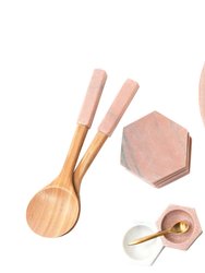 Pink Marble Salt + Pepper Holder with Spoon