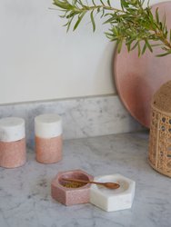 Pink Marble Salt + Pepper Holder with Spoon - Pink Marble