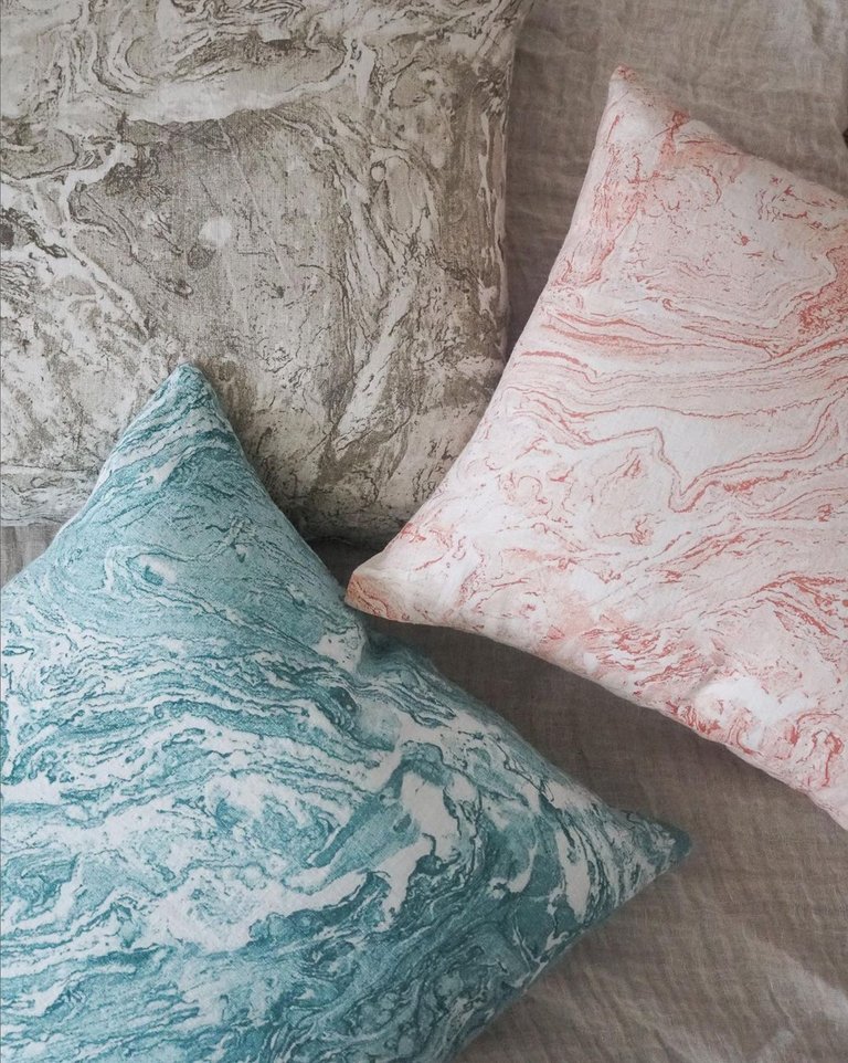 Pink Marbled Linen Pillow