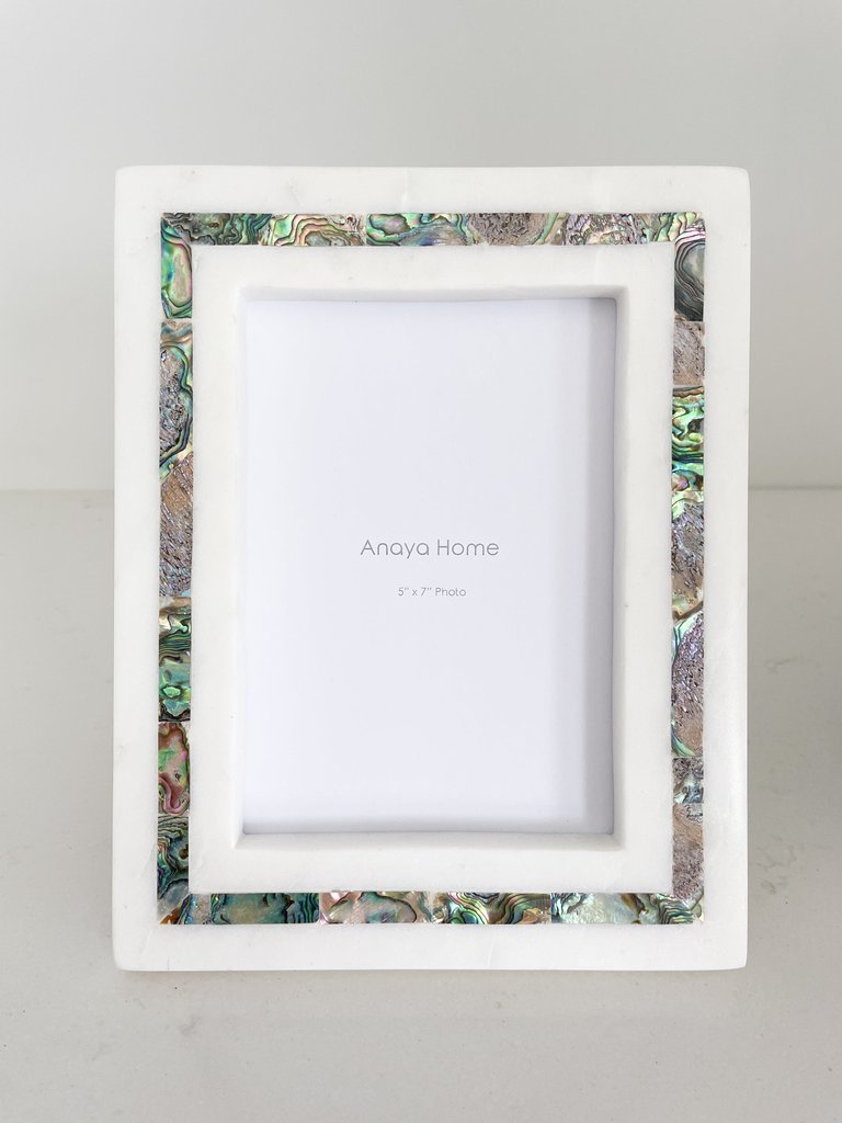 Rainbow Pearl White Marble Picture Frame