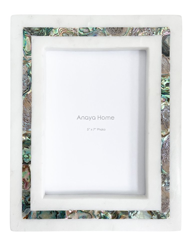 Rainbow Pearl White Marble Picture Frame