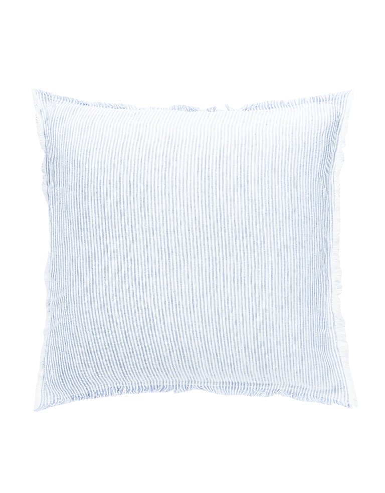 Sky Blue Pinstripe So Soft Linen Pillow - Sky Blue & White