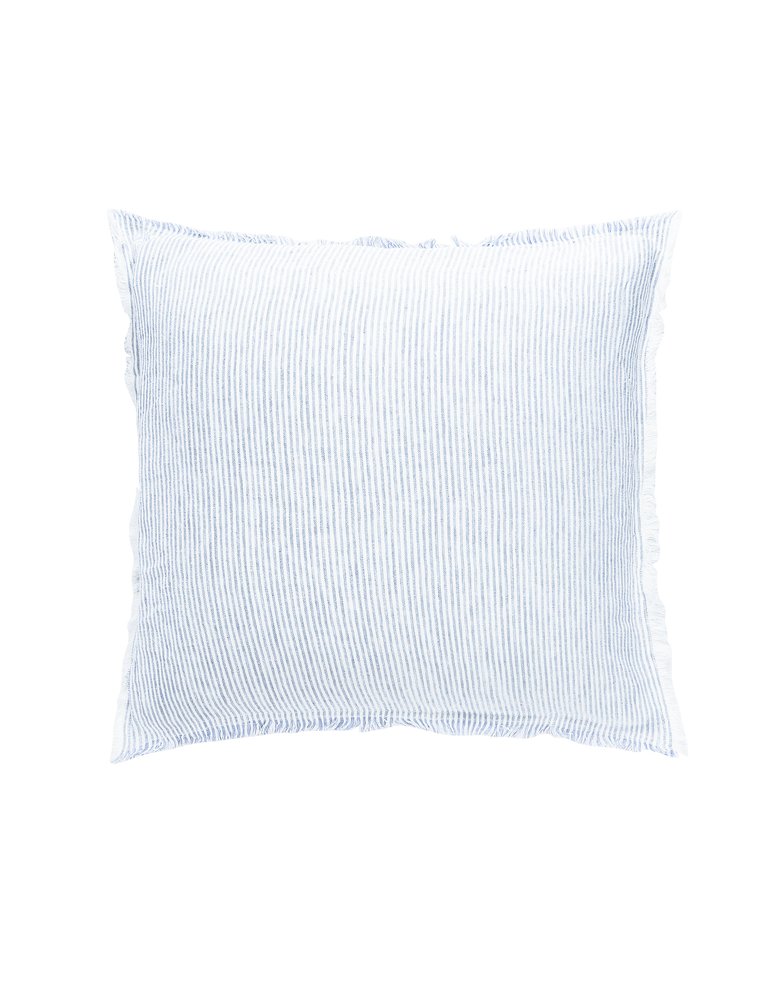 Sky Blue Pinstripe So Soft Linen Pillow - Sky Blue & White