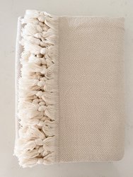 Turkish Cotton Herringbone Throw With Tassels 55 x 75